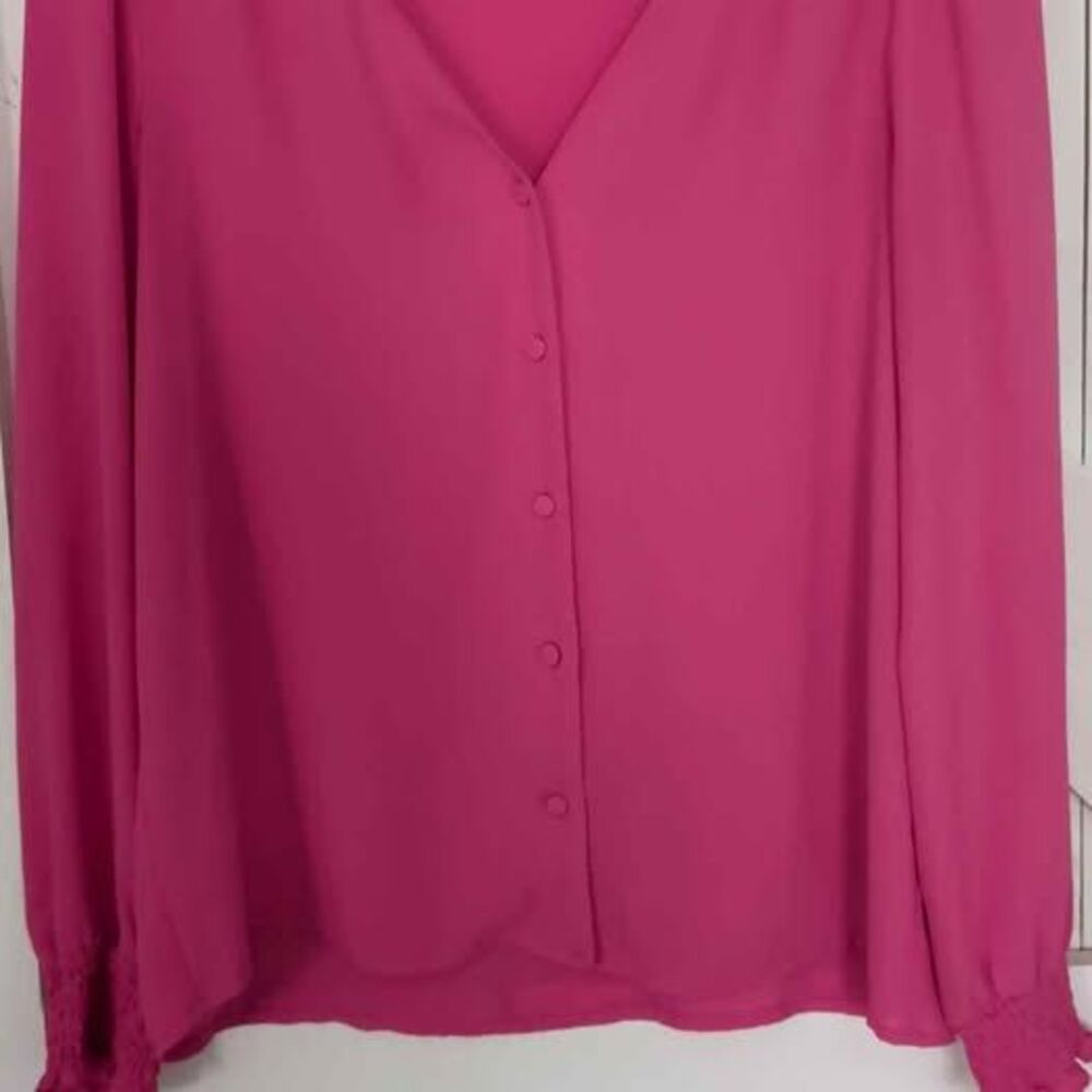 J.CREW Fuchsia Pink V-Neck Blouse Size 6